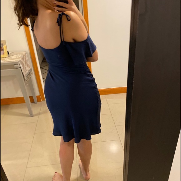 Satin dress in navy blue - Picture 8 of 10